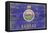 Kansas State Flag - Barnwood Painting-Lantern Press-Framed Stretched Canvas