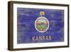 Kansas State Flag - Barnwood Painting-Lantern Press-Framed Art Print