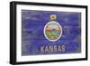 Kansas State Flag - Barnwood Painting-Lantern Press-Framed Art Print