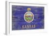 Kansas State Flag - Barnwood Painting-Lantern Press-Framed Art Print