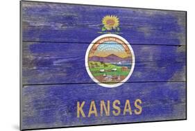 Kansas State Flag - Barnwood Painting-Lantern Press-Mounted Art Print