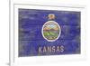 Kansas State Flag - Barnwood Painting-Lantern Press-Framed Premium Giclee Print