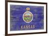 Kansas State Flag - Barnwood Painting-Lantern Press-Framed Premium Giclee Print