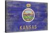 Kansas State Flag - Barnwood Painting-Lantern Press-Stretched Canvas