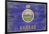 Kansas State Flag - Barnwood Painting-Lantern Press-Framed Art Print