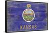 Kansas State Flag - Barnwood Painting-Lantern Press-Framed Stretched Canvas