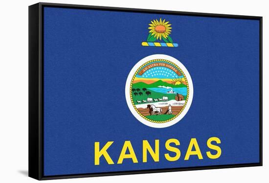 Kansas State Flag-Lantern Press-Framed Stretched Canvas