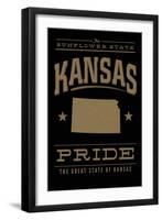 Kansas State Pride - Gold on Black-Lantern Press-Framed Art Print