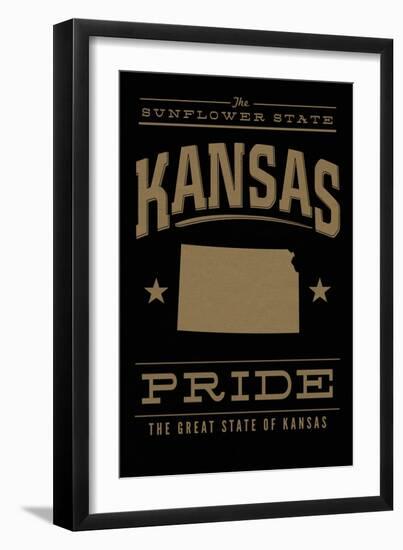 Kansas State Pride - Gold on Black-Lantern Press-Framed Art Print