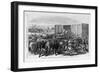 Kansas - Transport of Texas Beef on the Kansas Pacific Railway - Scene at a Cattle Shoot in Abilene-null-Framed Giclee Print