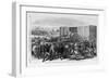 Kansas - Transport of Texas Beef on the Kansas Pacific Railway - Scene at a Cattle Shoot in Abilene-null-Framed Giclee Print