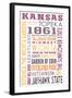 Kansas - Typography-Lantern Press-Framed Art Print