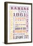 Kansas - Typography-Lantern Press-Framed Art Print