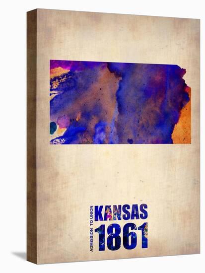 Kansas Watercolor Map-NaxArt-Stretched Canvas