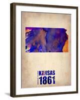 Kansas Watercolor Map-NaxArt-Framed Art Print