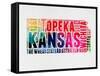 Kansas Watercolor Word Cloud-NaxArt-Framed Stretched Canvas