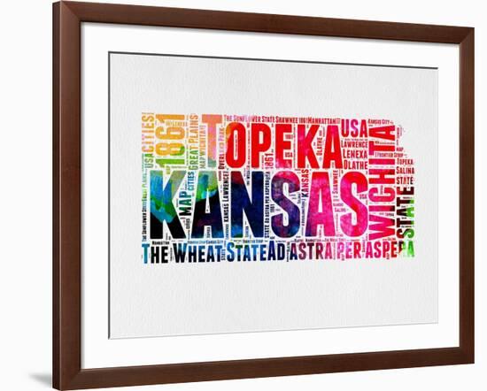 Kansas Watercolor Word Cloud-NaxArt-Framed Art Print