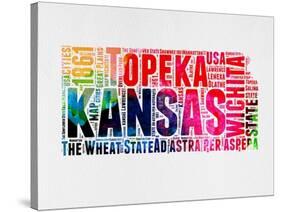 Kansas Watercolor Word Cloud-NaxArt-Stretched Canvas