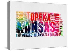 Kansas Watercolor Word Cloud-NaxArt-Stretched Canvas