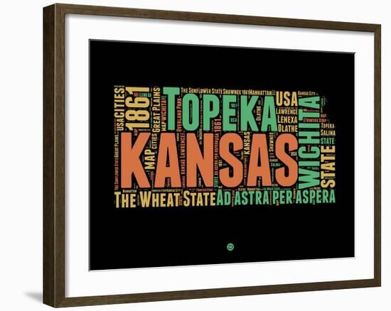 Kansas Word Cloud 1-NaxArt-Framed Art Print