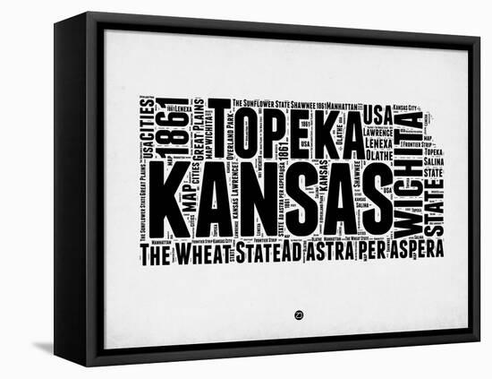 Kansas Word Cloud 2-NaxArt-Framed Stretched Canvas