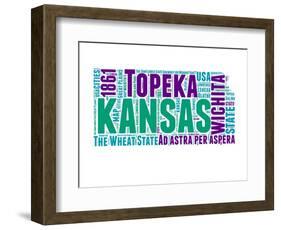 Kansas Word Cloud Map-NaxArt-Framed Art Print