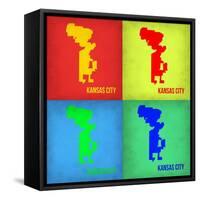 KansasCity Pop Art Map 1-NaxArt-Framed Stretched Canvas