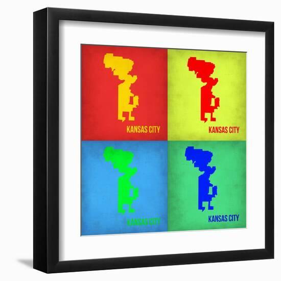 KansasCity Pop Art Map 1-NaxArt-Framed Art Print