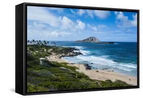 Kaohikaipu Island and Kaupo Beach, Oahu, Hawaii, United States of America, Pacific-Michael-Framed Stretched Canvas