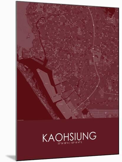 Kaohsiung, Taiwan, Republic of China Red Map-null-Mounted Poster