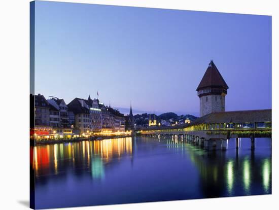 Kapellbrucke, Chapel Bridge, Canton Luzern-Angelo Cavalli-Stretched Canvas