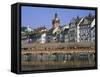 Kapellbrucke, Covered Wooden Bridge, Over the Reuss River, Lucerne (Luzern), Switzerland, Europe-Gavin Hellier-Framed Stretched Canvas