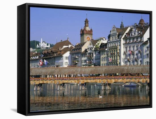 Kapellbrucke, Covered Wooden Bridge, Over the Reuss River, Lucerne (Luzern), Switzerland, Europe-Gavin Hellier-Framed Stretched Canvas