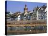 Kapellbrucke, Covered Wooden Bridge, Over the Reuss River, Lucerne (Luzern), Switzerland, Europe-Gavin Hellier-Stretched Canvas