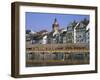 Kapellbrucke, Covered Wooden Bridge, Over the Reuss River, Lucerne (Luzern), Switzerland, Europe-Gavin Hellier-Framed Photographic Print