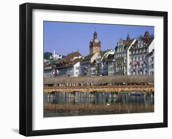 Kapellbrucke, Covered Wooden Bridge, Over the Reuss River, Lucerne (Luzern), Switzerland, Europe-Gavin Hellier-Framed Photographic Print