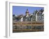 Kapellbrucke, Covered Wooden Bridge, Over the Reuss River, Lucerne (Luzern), Switzerland, Europe-Gavin Hellier-Framed Photographic Print