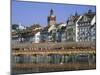 Kapellbrucke, Covered Wooden Bridge, Over the Reuss River, Lucerne (Luzern), Switzerland, Europe-Gavin Hellier-Mounted Photographic Print