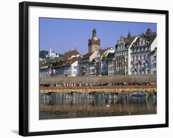 Kapellbrucke, Covered Wooden Bridge, Over the Reuss River, Lucerne (Luzern), Switzerland, Europe-Gavin Hellier-Framed Photographic Print