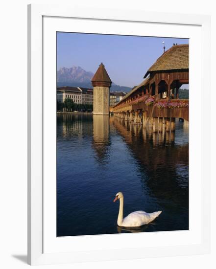 Kapellbrucke (Covered Wooden Bridge) Over the River Reuss, Lucerne (Luzern), Switzerland, Europe-Gavin Hellier-Framed Photographic Print