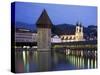 Kapellbrucke (Covered Wooden Bridge) Over the River Reuss, Lucerne (Luzern), Switzerland-Gavin Hellier-Stretched Canvas