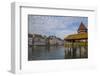 Kapellbrucke, wood covered bridge across the Reuss in Lucerne, Switzerland.-Michele Niles-Framed Photographic Print