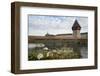 Kapellbrucke, wood covered bridge across the Reuss in Lucerne, Switzerland.-Michele Niles-Framed Photographic Print