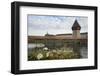 Kapellbrucke, wood covered bridge across the Reuss in Lucerne, Switzerland.-Michele Niles-Framed Photographic Print