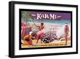 Kar-Mi Swallows a Loaded Gun Barrel and Shoots a Cracker from a Man's Head-Joseph B. Hallworth-Framed Art Print