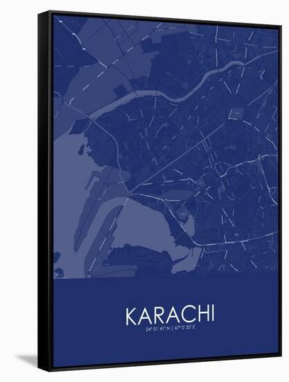 Karachi, Pakistan Blue Map-null-Framed Stretched Canvas