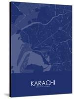 Karachi, Pakistan Blue Map-null-Stretched Canvas