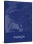 Karachi, Pakistan Blue Map-null-Stretched Canvas