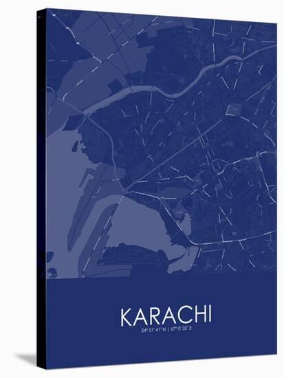 Karachi, Pakistan Blue Map-null-Stretched Canvas