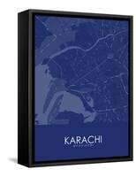 Karachi, Pakistan Blue Map-null-Framed Stretched Canvas